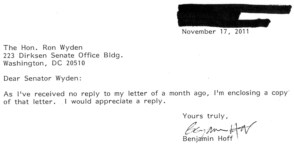 Follow up letter to Ron Wyden