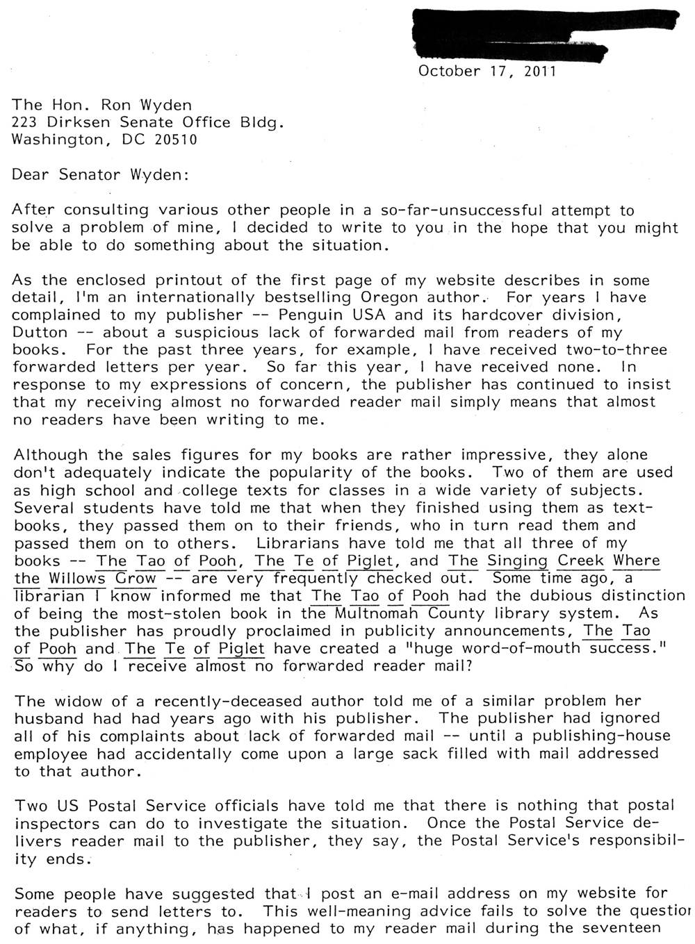 Letter to Ron Wyden
