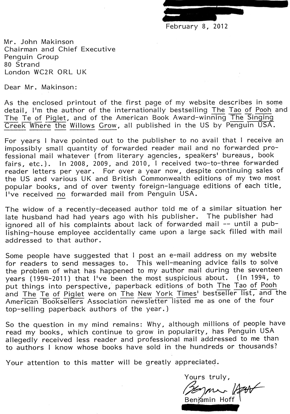 Letter to John Mackinson